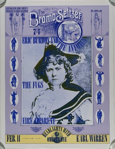 1968 Eric Burdon and the Animals The Fugs Earl Warren Santa Barbara RP2 Poster Near Mint 81