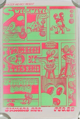 1969 Frank Bettencourt Sweetwater Evergreen Blues Band Strange Brew Oxnard Recreation Center Poster Near Mint 81