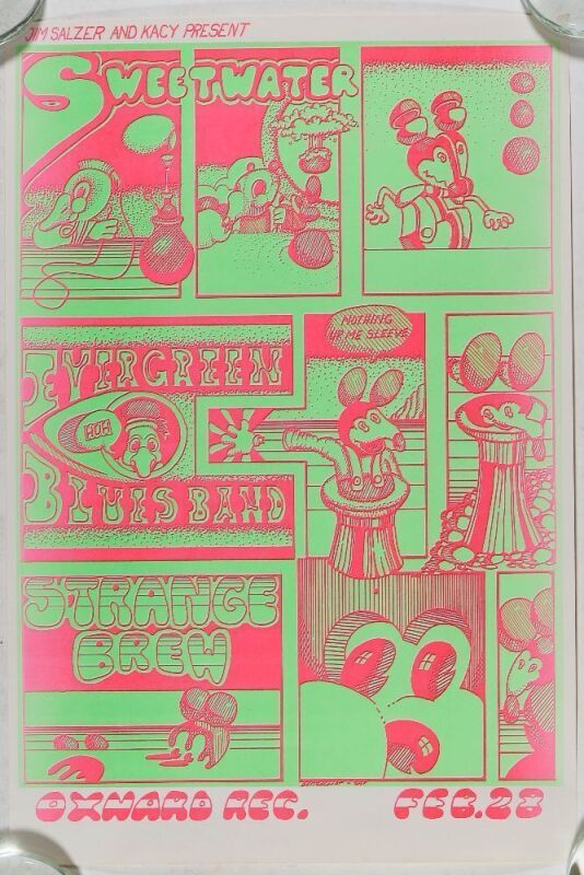 1969 Frank Bettencourt Sweetwater Evergreen Blues Band Strange Brew Oxnard Recreation Center Poster Near Mint 81