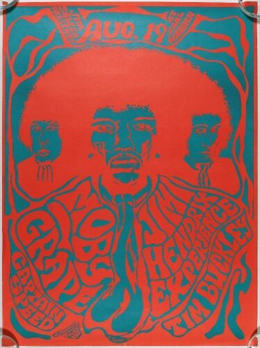 1967 AOR-3.40 Jimi Hendrix Experience Earl Warren Santa Barbara RP2 Poster Excellent 77