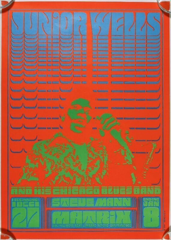 1966 NR-1 Junior Wells & His Chicago Blues Band The Matrix RP2 Poster Near Mint 89