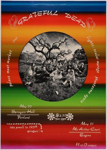 1969 Grateful Dead Springer's Hall Portland & McArthur Court Eugene Poster Extra Fine 69 Restored