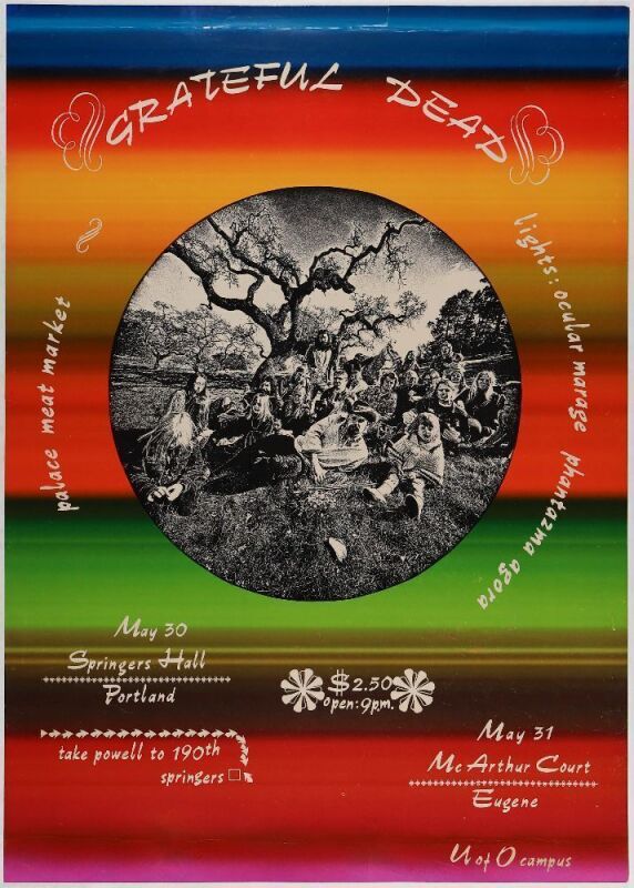 1969 Grateful Dead Springer's Hall Portland & McArthur Court Eugene Poster Extra Fine 69 Restored