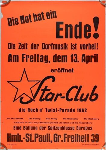 1962 The Beatles The Star Club Hamburg RP2 Poster Extra Fine 63