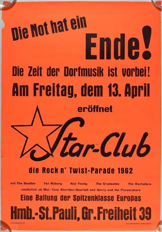 1962 The Beatles The Star Club Hamburg RP2 Poster Extra Fine 63