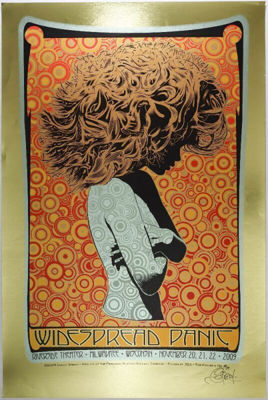 2009 Chuck Sperry Widespread Panic Riverside Theatre Milwaukee Gold Foil LE Signed Sperry Poster Excellent 79