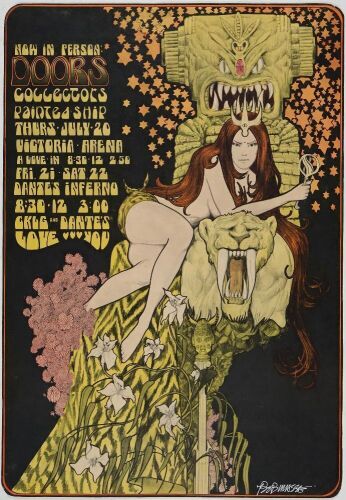 1967 Bob Masse The Doors Victoria Arena & Dante's Inferno Vancouver Signed Masse Poster Trimmed