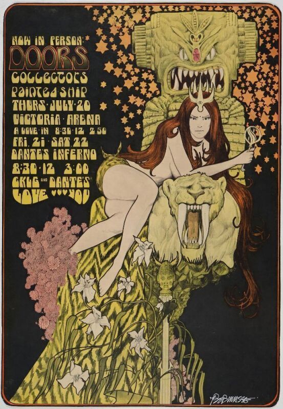 1967 Bob Masse The Doors Victoria Arena & Dante's Inferno Vancouver Signed Masse Poster Trimmed