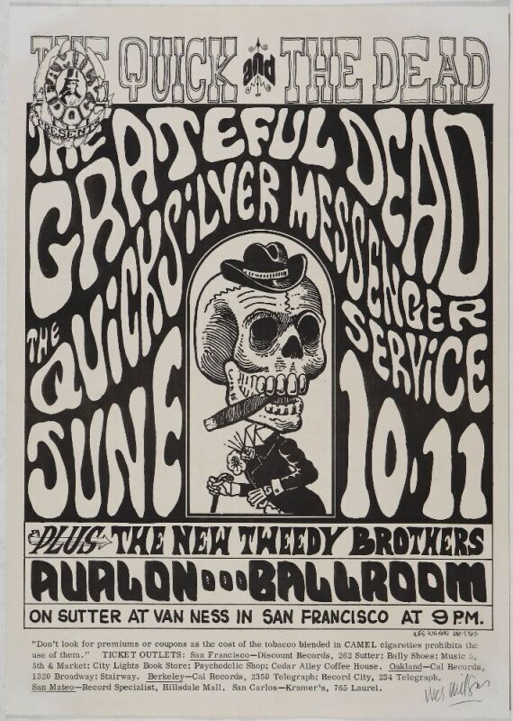 1966 FD-12 Grateful Dead Avalon Ballroom Signed Wilson Poster Excellent 75 Restored