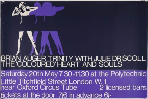 1967 Brian Auger Trinity with Julie Driscoll Polytechnic London Poster Excellent 71