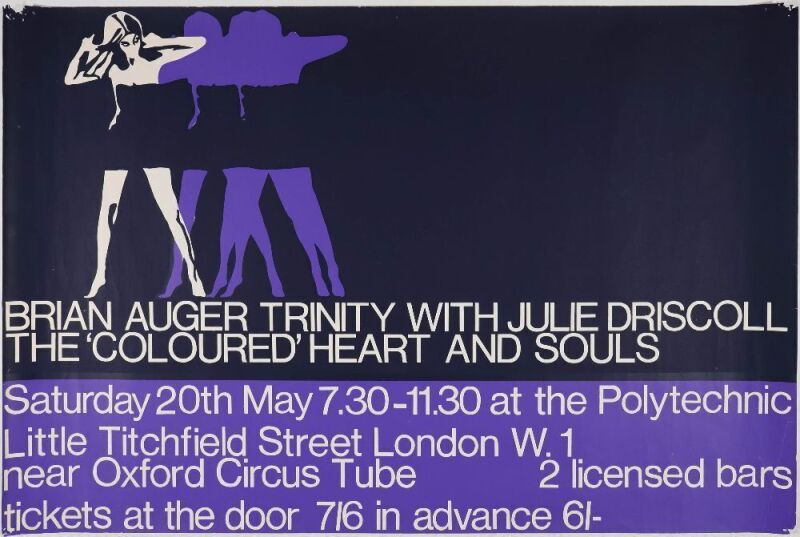 1967 Brian Auger Trinity with Julie Driscoll Polytechnic London Poster Excellent 71