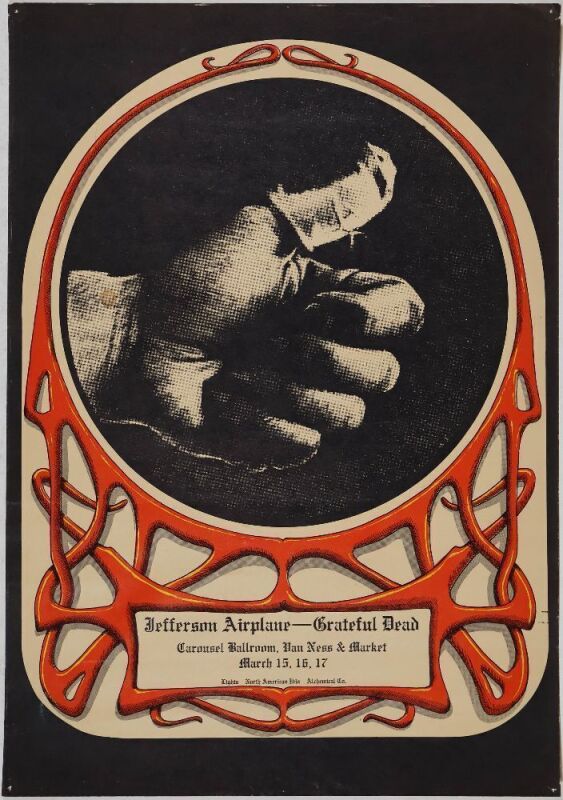 1968 AOR-2.172 Grateful Dead Jefferson Airplane Sore Thumb Carousel Ballroom Poster Extra Fine 67