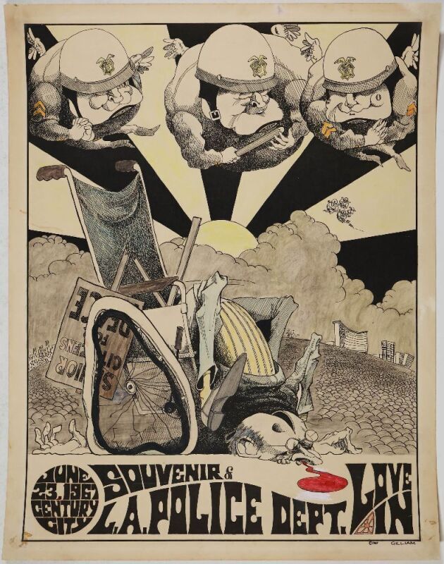 1967 Terry Gilliam Souvenir of the LA Police Department Poster Extra Fine 65