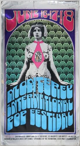 1967 AOR-3.5 The Monterey International Pop Festival Original Large Sized Foil Poster Extra Fine 63
