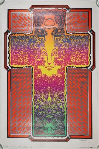 1969 Wes Wilson The Cross Celestial Arts Headshop Signed Wilson Poster Excellent 75