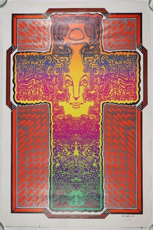 1969 Wes Wilson The Cross Celestial Arts Headshop Signed Wilson Poster Excellent 75
