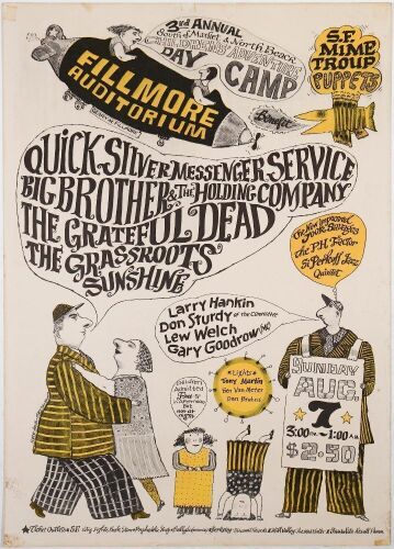 1966 AOR-2.68 Grateful Dead Quicksilver Big Brother Grass Roots Fillmore Auditorium Poster Extra Fine 67