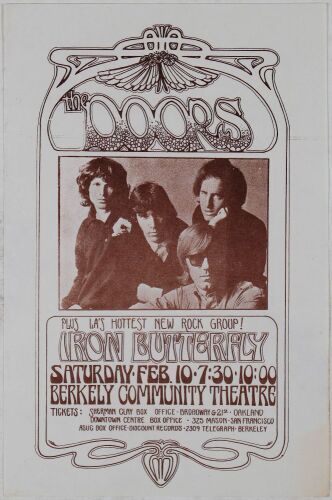 1968 The Doors Berkeley Community Theatre Handbill Excellent 77