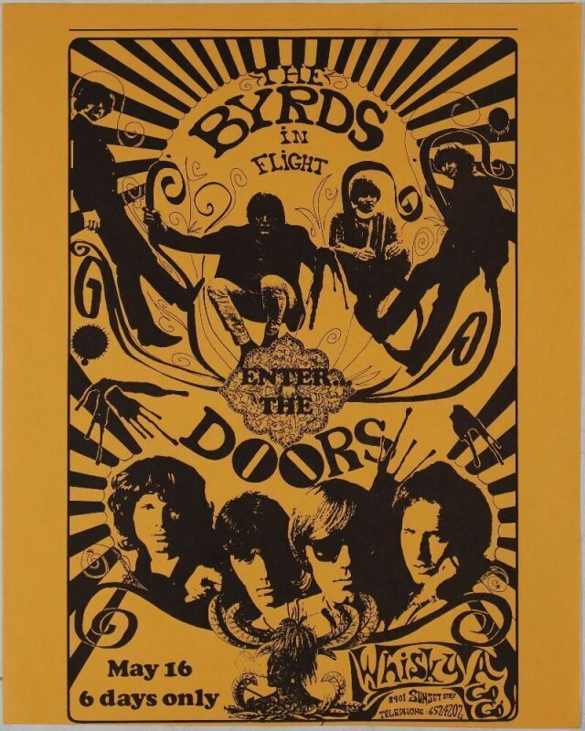 1967 The Byrds The Doors Whisky A Go Go Handbill Near Mint 81