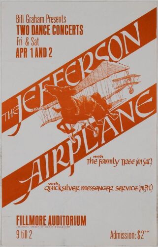 1966 BG-1A/FIL-660401 Jefferson Airplane Fillmore Auditorium Handbill Extra Fine 69