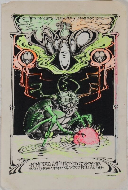 1969 AOR-3.65 Rick Griffin The Who Hollywood Palladium Handbill Extra Fine 63