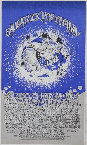 1969 AOR-3.157 MC5 Muddy Waters John Lee Hooker The Stooges Bob Seger The Saugutuck Pop Festival Handbill Near Mint 89