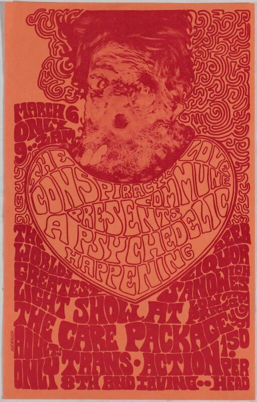 1967 Love Conspiracy Commune Psychedelic Happening 8th and Irving Handbill Excellent 79