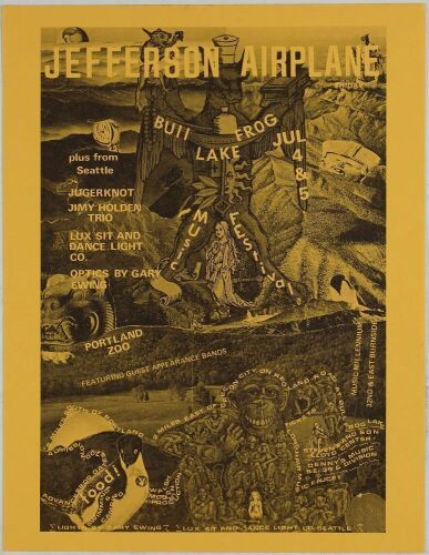 1969 Jefferson Airplane Bull Frog Lake Festival Handbill Mint 93