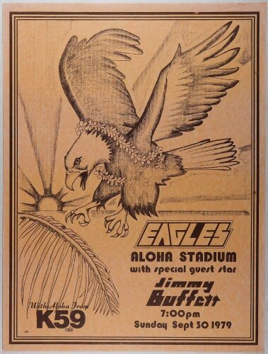 1979 The Eagles Jimmy Buffett Aloha Stadium Oahu Poster Excellent 75