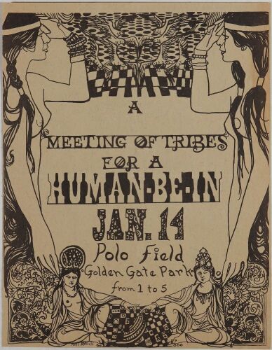 1967 Ami Magill Human Be-in Gathering of the Tribes San Francisco Handbill Extra Fine 69