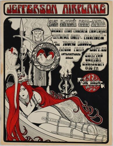 1967 Bob Masse Jefferson Airplane Seattle Center Coliseum Program Extra Fine 67