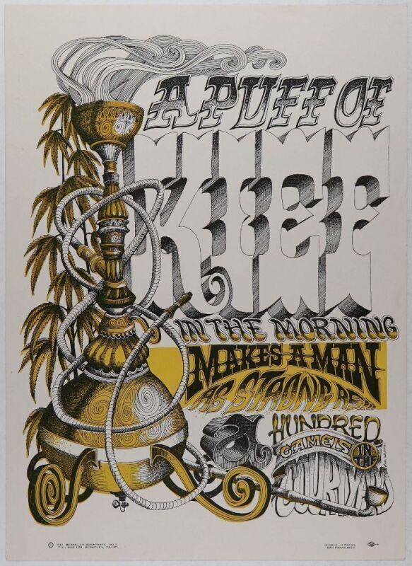 1967 Rick Griffin A Puff Of Kief Original Printing Variant Headshop Poster Excellent 75