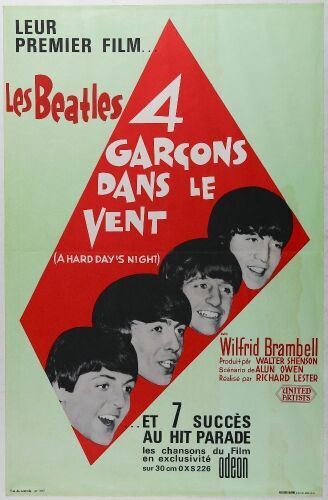 1964 The Beatles A Hard Day's Night French Movie Poster Excellent 77