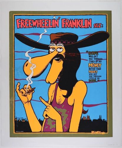 1971 Gilbert Shelton Freewheelin' Franklin Poster Excellent 75 Restored & Linen Backed