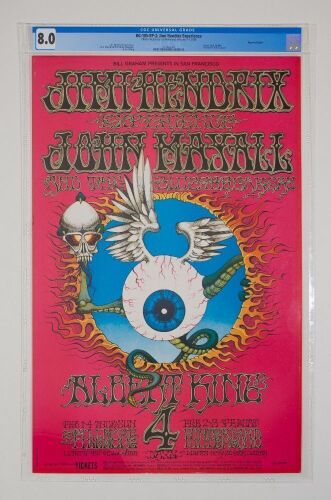 1968 BG-105 Jimi Hendrix Winterland & Fillmore Auditorium RP2 Poster CGC 8.0