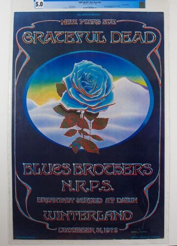 1978 AOR-4.38 Grateful Dead Winterland NYE Blue Rose Poster CGC 5.0