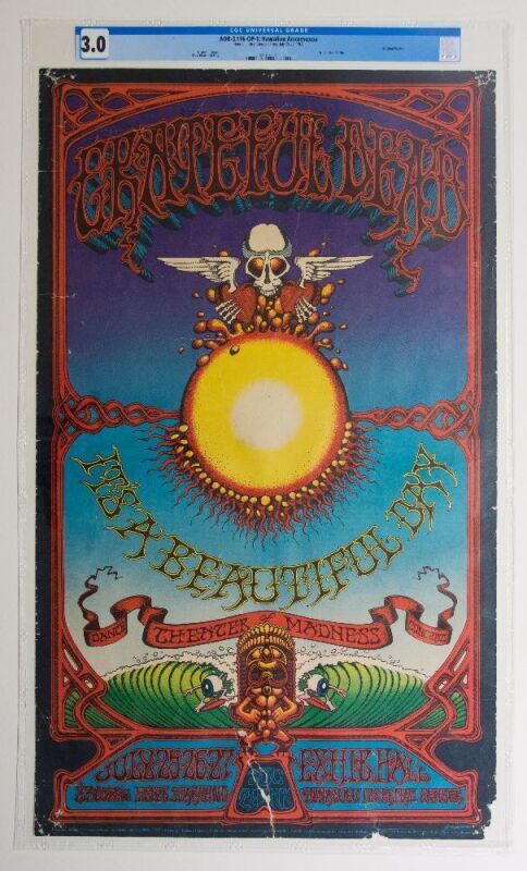 1968 AOR-3.116 Rick Griffin Grateful Dead Honolulu International Center Hawaii Original Poster CGC 3.0