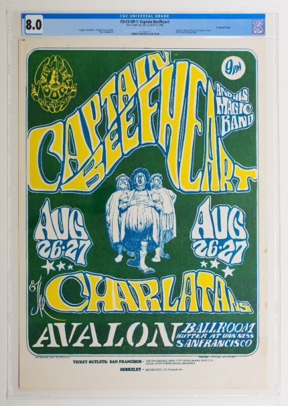 1966 FD-23 Captain Beefheart The Charlatans Avalon Ballroom Poster CGC 8.0