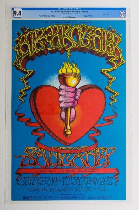 1968 BG-136 Big Brother Janis Joplin Santana Fillmore West Poster CGC 9.4