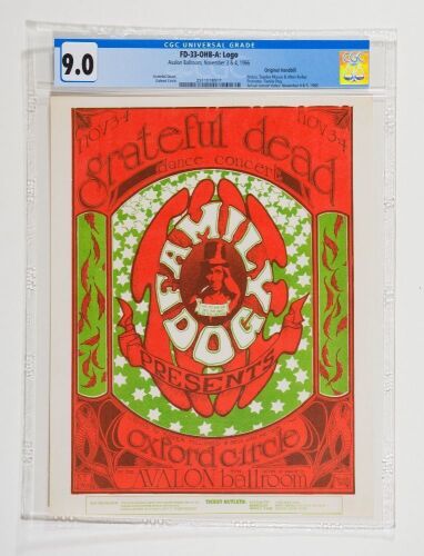 1966 FD-33 Grateful Dead Oxford Circle Avalon Ballroom Handbill CGC 9.0