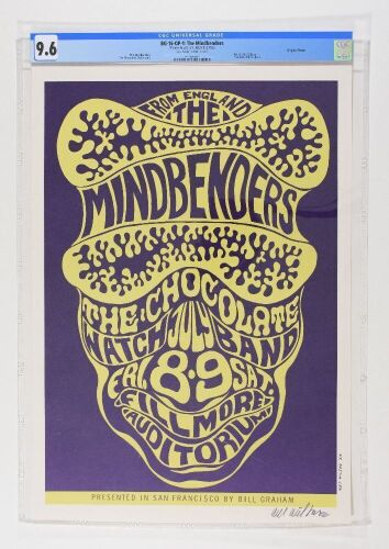 1966 BG-16 The Mindbenders Chocolate Watchband Fillmore Auditorium Signed Wilson Poster CGC 9.6