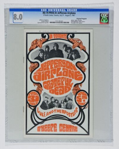 1967 BG-74 Grateful Dead Jefferson Airplane O'Keefe Centre Concert Program CGC 8.0