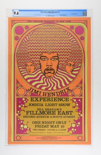 1987 AOR-2.90 Jimi Hendrix Fillmore East RP2 Poster CGC 9.6