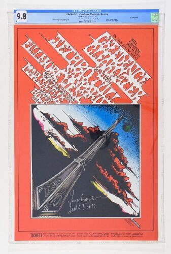 1969 BG-164 Creedence Clearwater Revival Jethro Tull Fillmore Signed Ian Anderson Poster CGC 9.8