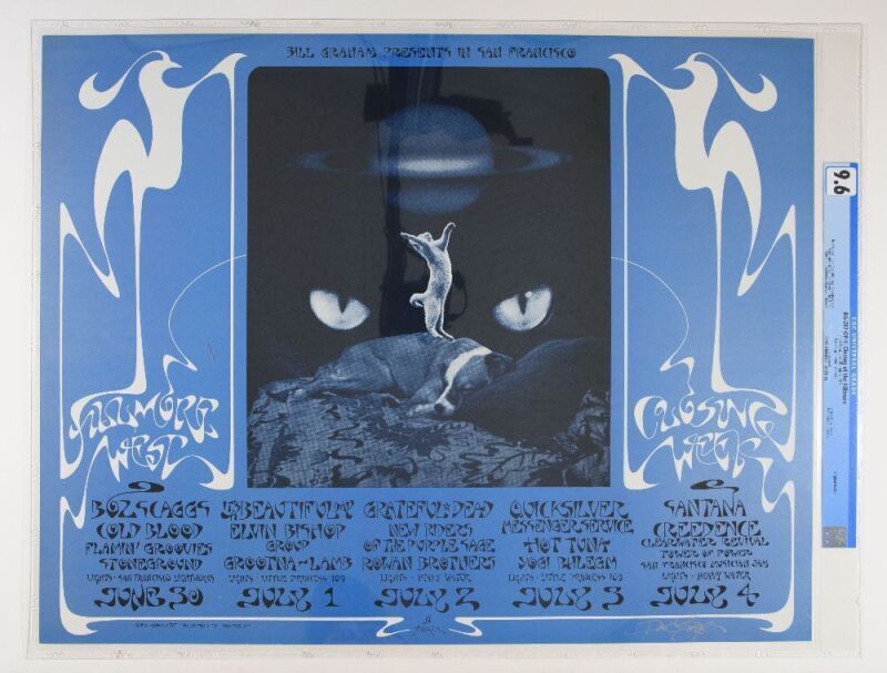 1971 BG-287 Grateful Dead Santana Hot Tuna Closing of Fillmore West Signed Singer Poster CGC 9.6