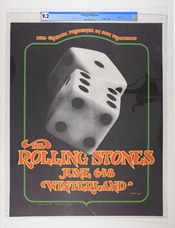 1972 BG-289 Rolling Stones Winterland RP2 Poster CGC 9.2
