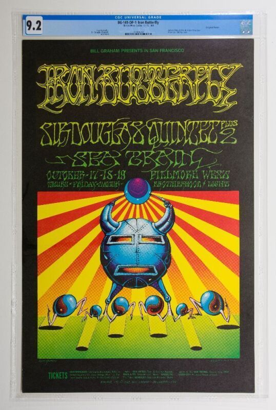 1968 BG-141 Iron Butterfly Sea Train Fillmore West Poster CGC 9.2