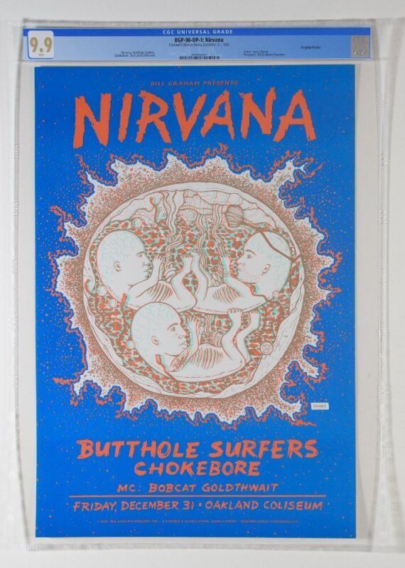 1993 BGP-90 Nirvana NYE Oakland Coliseum Poster CGC 9.9