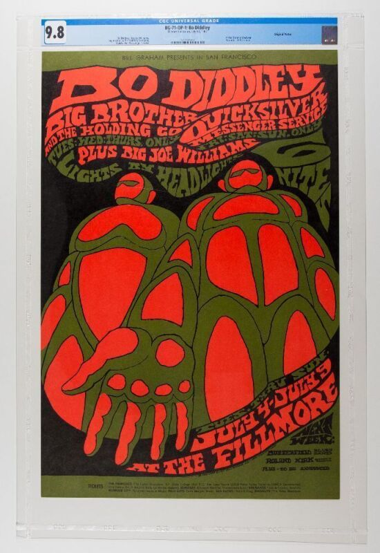 1967 BG-71 Big Brother Janis Joplin Bo Diddley Fillmore Auditorium Poster CGC 9.8