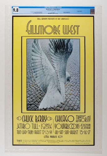 1969 BG-187 Jethro Tull Chuck Berry The Youngbloods Fillmore West Poster CGC 9.8